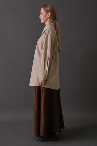 Drop-Shoulder Buttoned Shirt Stone - 12