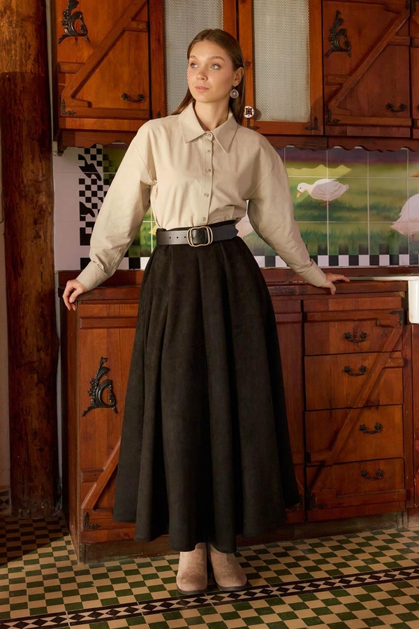 Drop-Shoulder Buttoned Shirt Stone - 7