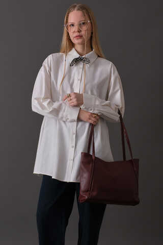 Drop-Shoulder Buttoned Shirt White - 4