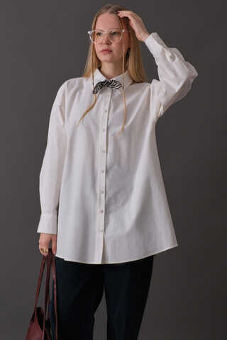 Drop-Shoulder Buttoned Shirt White - 6