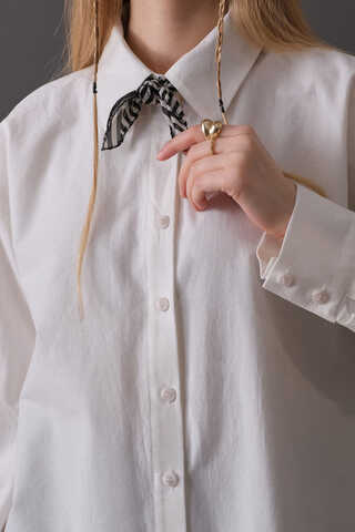 Drop-Shoulder Buttoned Shirt White - 8