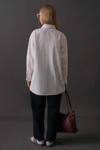 Drop-Shoulder Buttoned Shirt White - 10