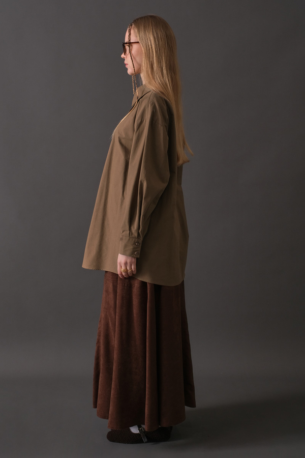 Dropped Shoulder Button-Front Shirt Earth - 4