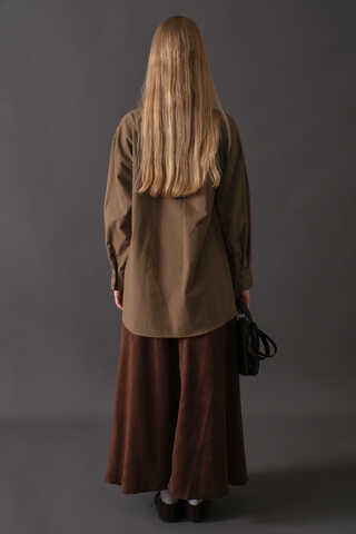 Dropped Shoulder Button-Front Shirt Earth - 12