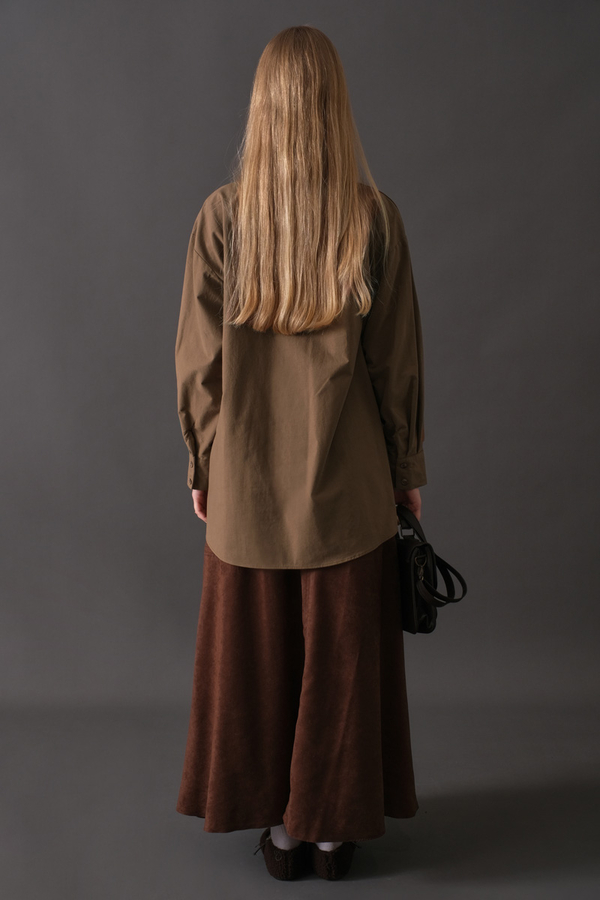 Dropped Shoulder Button-Front Shirt Earth - 12