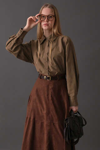 Dropped Shoulder Button-Front Shirt Earth - 7