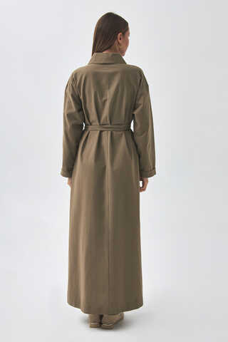 Dropped Shoulder Buttoned Dress Earth Tone - 12
