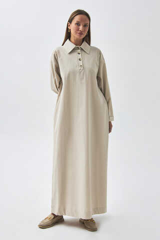 Dropped Shoulder Buttoned Dress Stone - 1