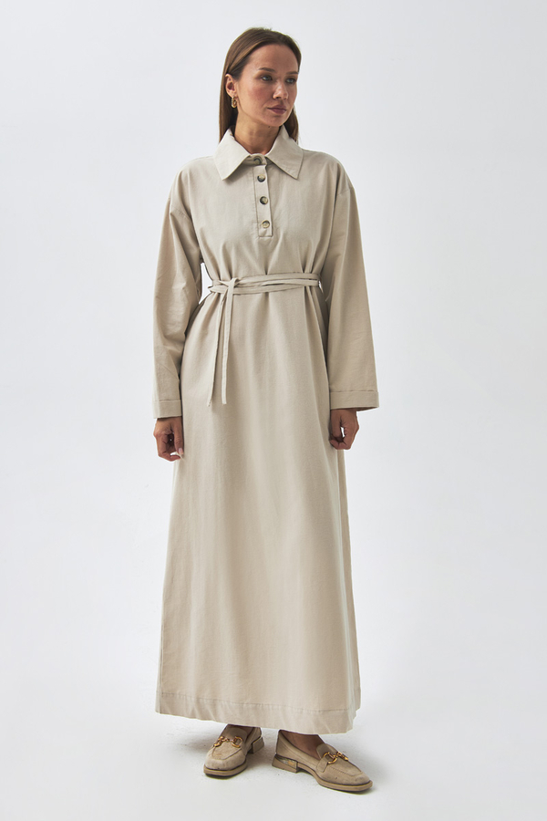 Dropped Shoulder Buttoned Dress Stone - 3