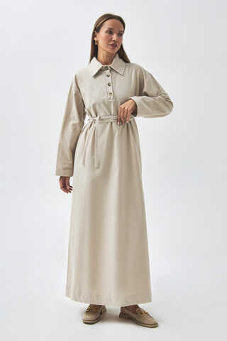 Dropped Shoulder Buttoned Dress Stone - 6