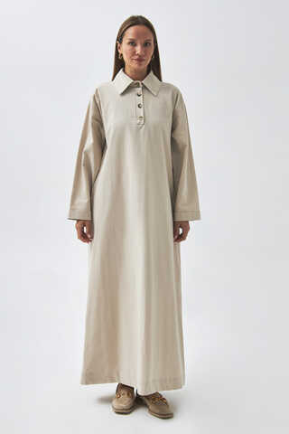 Dropped Shoulder Buttoned Dress Stone - 9