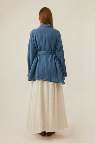 Dropped Shoulder Kimono Indigo - 9