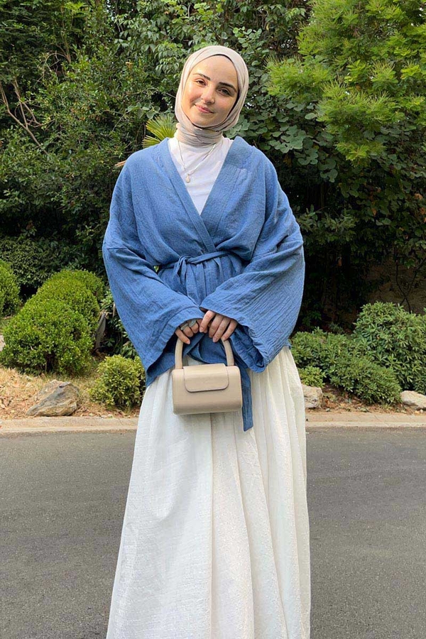 Dropped Shoulder Kimono Indigo - 3