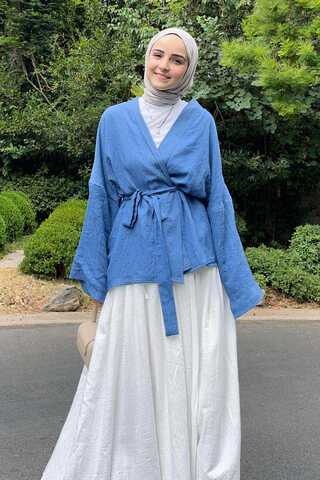 Dropped Shoulder Kimono Indigo - 2