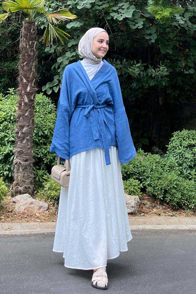 Dropped Shoulder Kimono Indigo