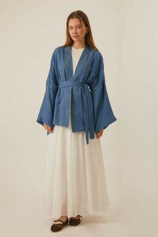 Dropped Shoulder Kimono Indigo - 5