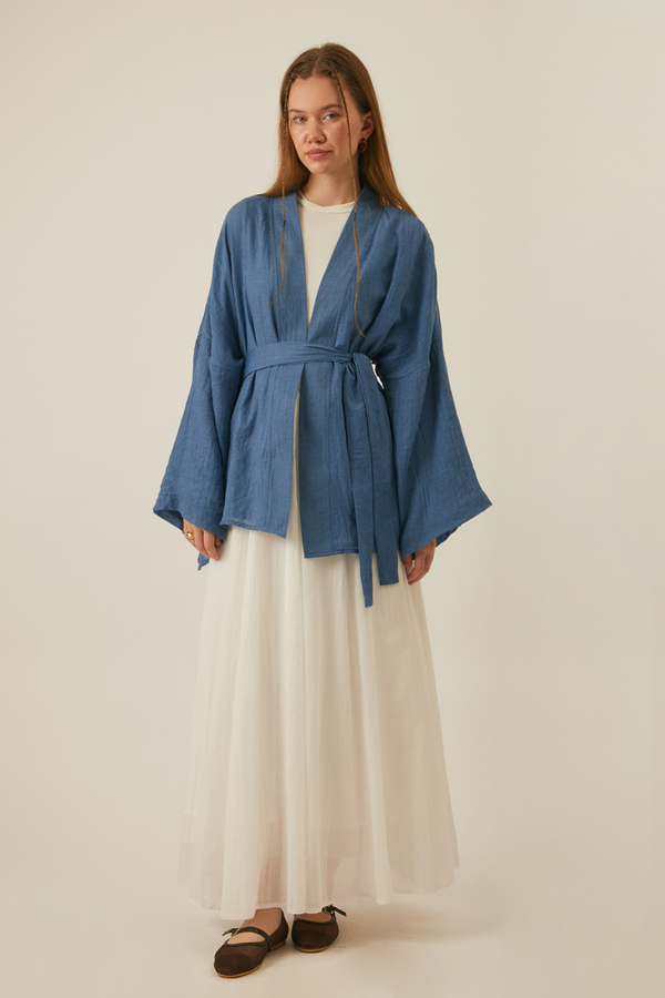 Dropped Shoulder Kimono Indigo - 5