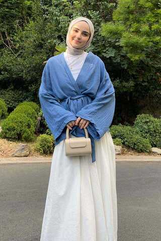 Dropped Shoulder Kimono Indigo - 3