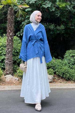 Dropped Shoulder Kimono Indigo - 1