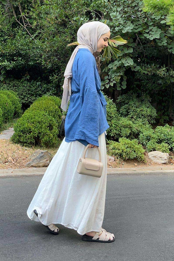 Dropped Shoulder Kimono Indigo - 4