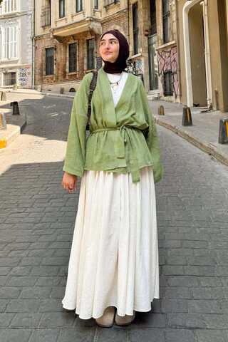 Dropped Shoulder Kimono Soft Green - 2