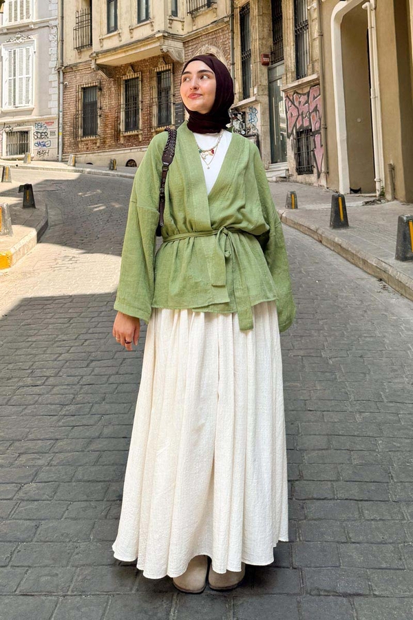 Dropped Shoulder Kimono Soft Green - 2