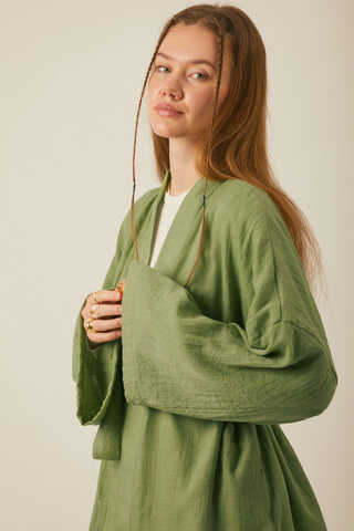 Dropped Shoulder Kimono Soft Green - 6