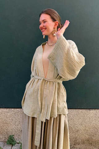 Dropped Shoulder Kimono Stone - 12