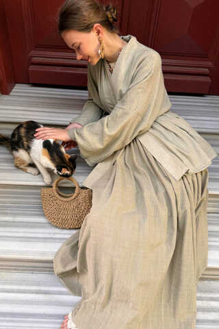 Dropped Shoulder Kimono Stone - 5