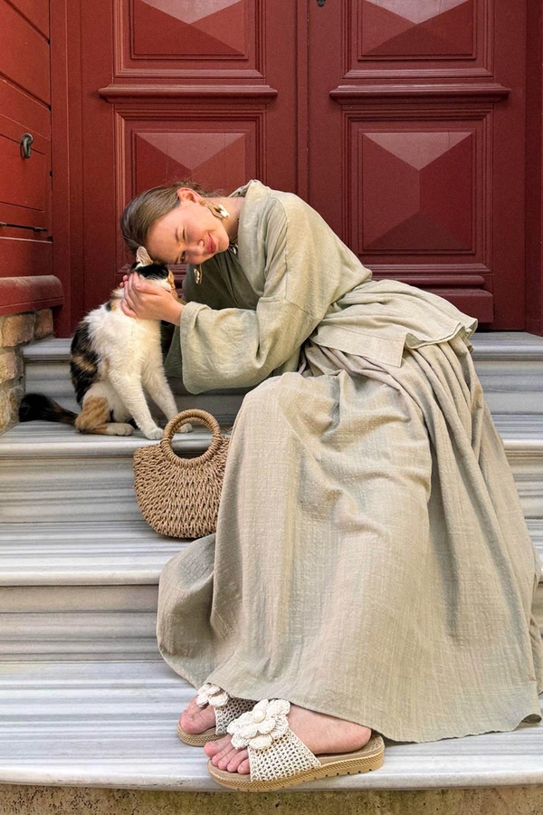 Dropped Shoulder Kimono Stone - 4