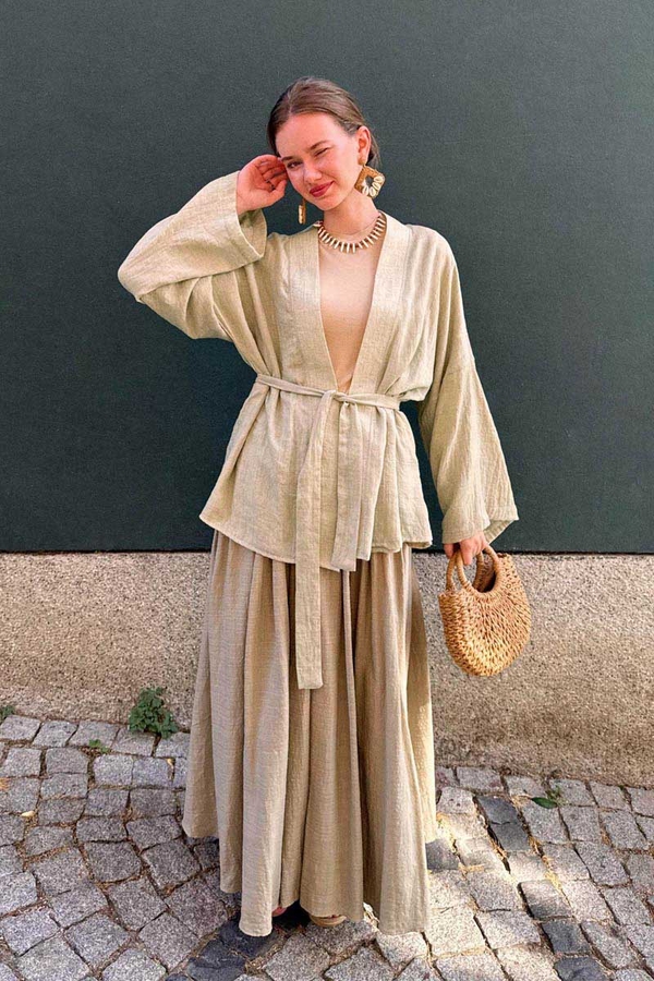 Dropped Shoulder Kimono Stone - 6