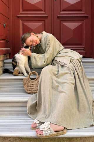 Dropped Shoulder Kimono Stone - 4