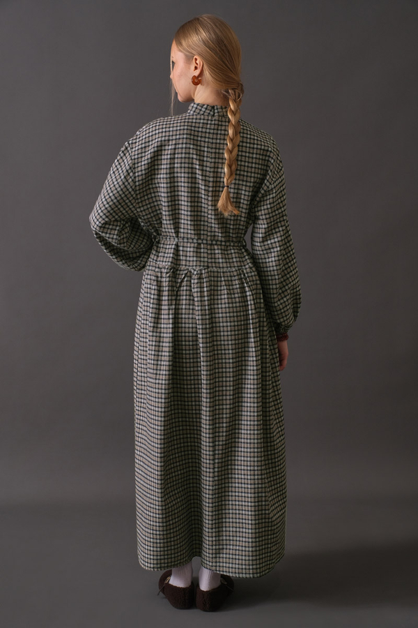 Dropped Shoulder Plaid Dress Mink - 13