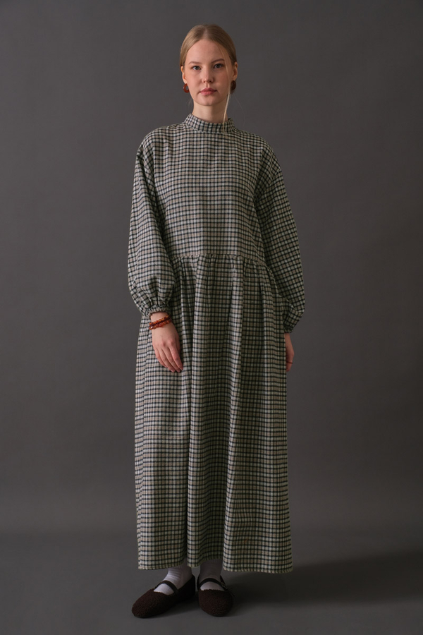 Dropped Shoulder Plaid Dress Mink - 8