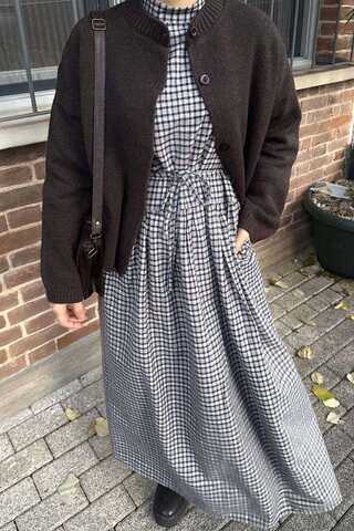 Dropped Shoulder Plaid Dress Mink - 3