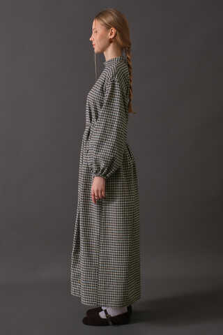 Dropped Shoulder Plaid Dress Mink - 9