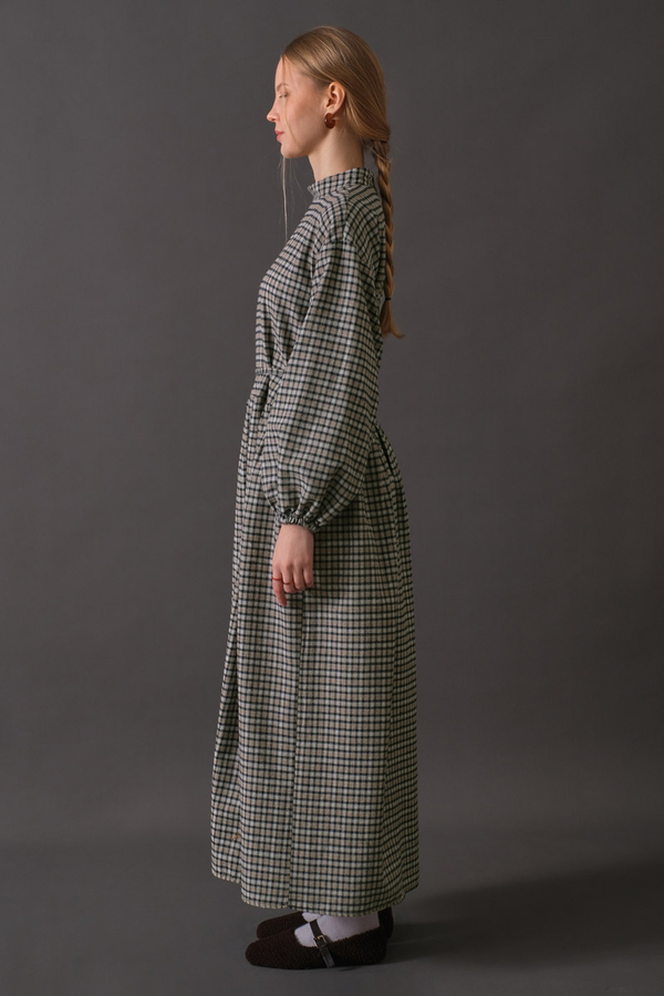 Dropped Shoulder Plaid Dress Mink - 9