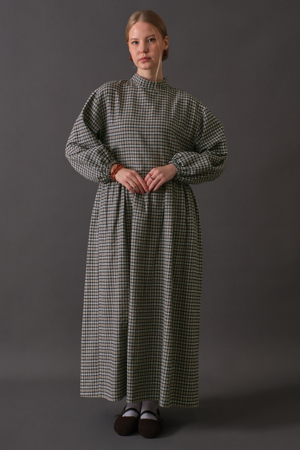 Dropped Shoulder Plaid Dress Mink - 11