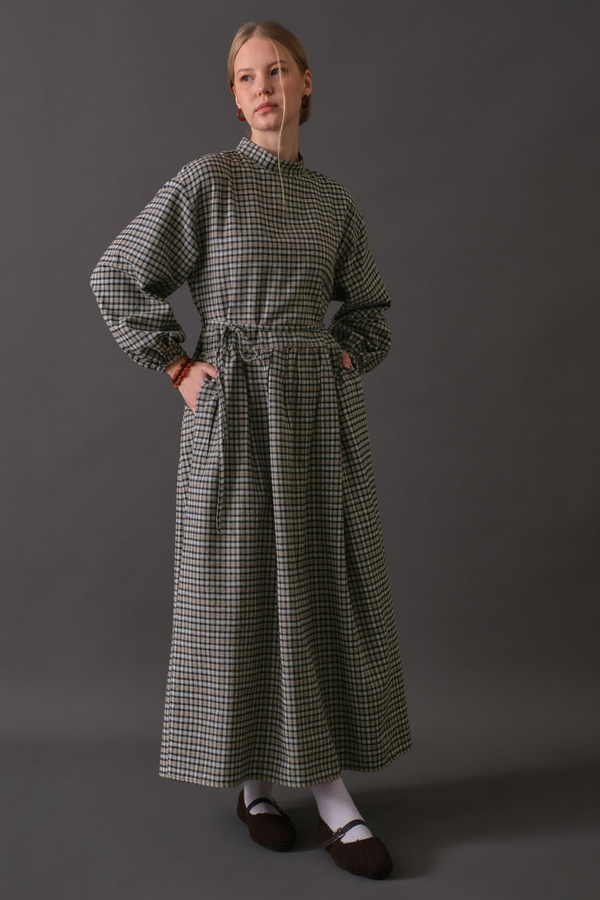 Dropped Shoulder Plaid Dress Mink - 12