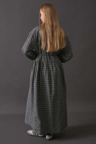 Dropped Shoulder Plaid Dress Navy - 14