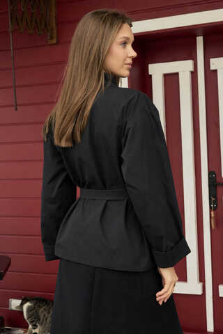 Dropped Sleeve Double-Breasted Trench Coat Black - 6