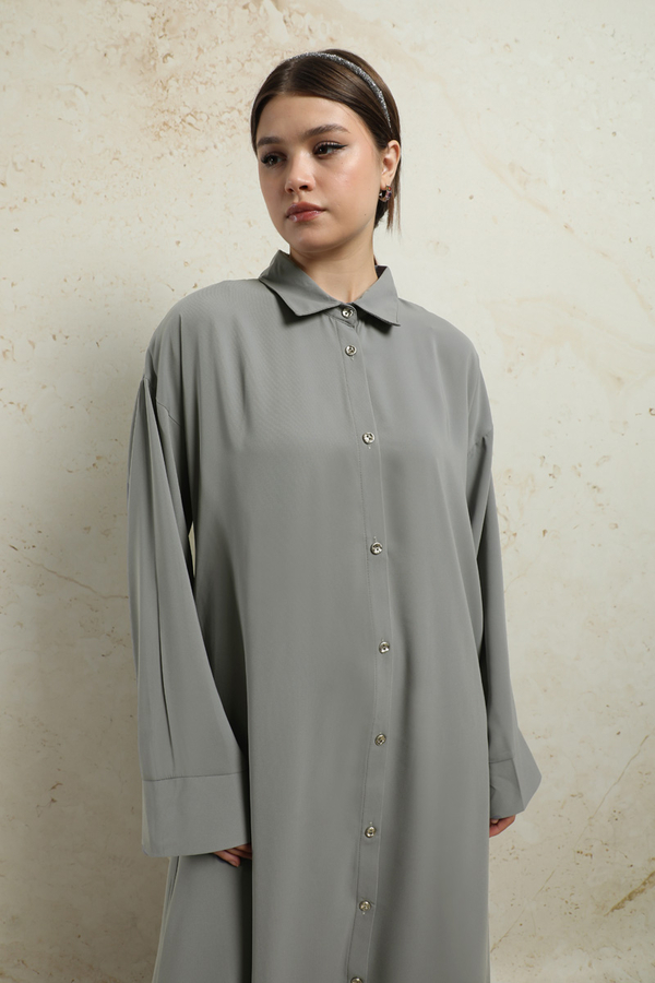 Duble Kol Salaş Gömlek Gri - 2
