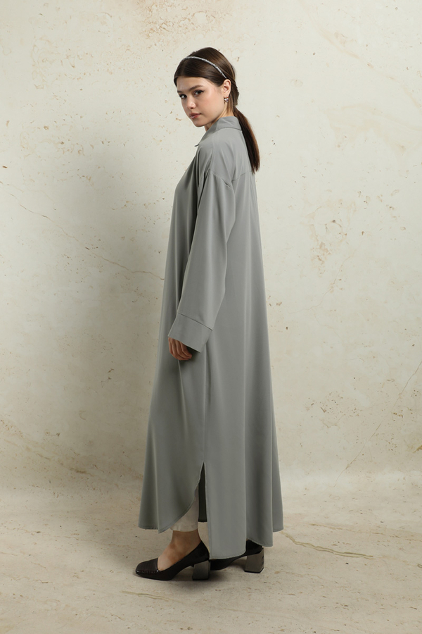 Duble Kol Salaş Gömlek Gri - 7