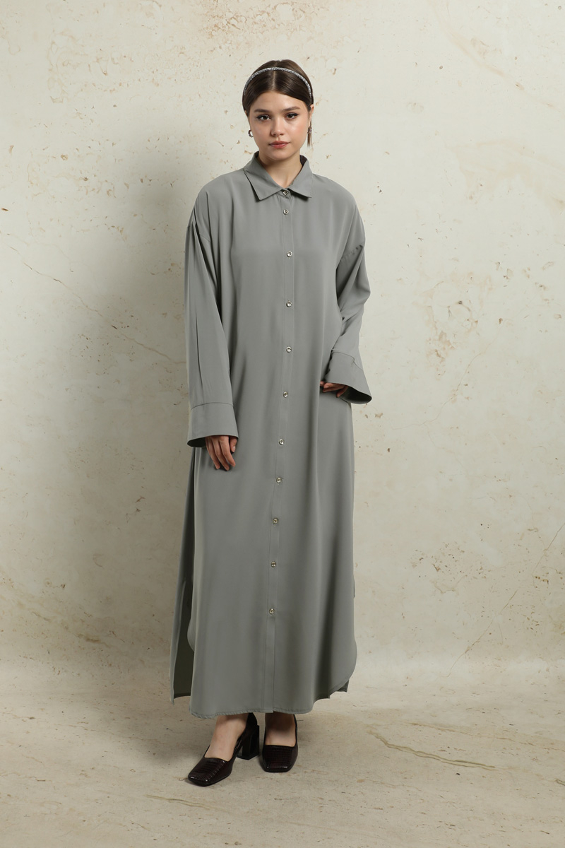 Duble Kol Salaş Gömlek Gri