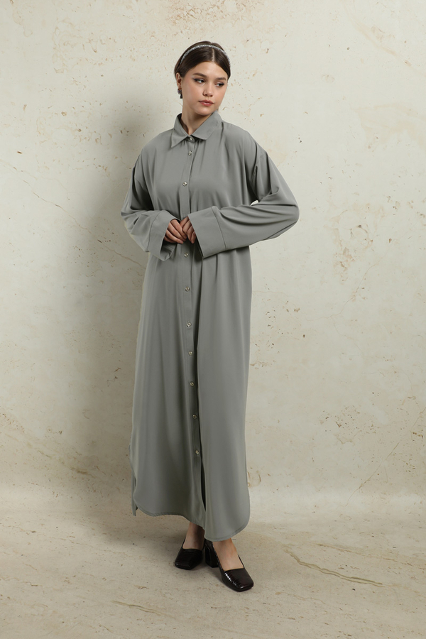 Duble Kol Salaş Gömlek Gri - 4