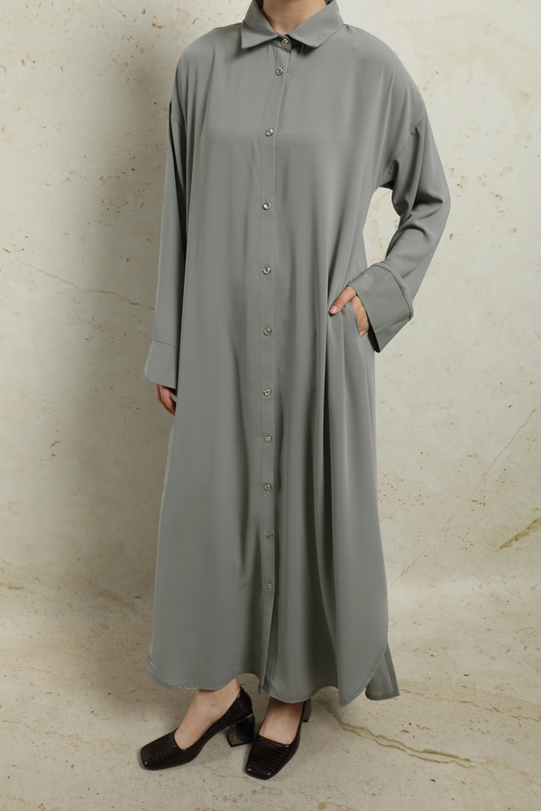 Duble Kol Salaş Gömlek Gri - 3