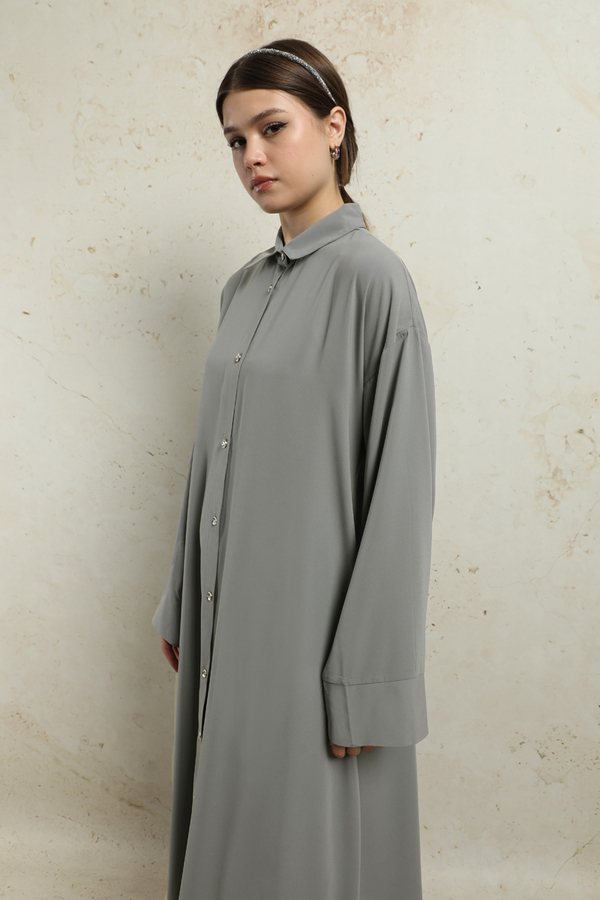 Duble Kol Salaş Gömlek Gri - 6