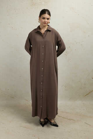 Duble Kol Salaş Gömlek Kahverengi - 3