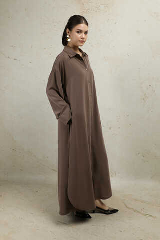 Duble Kol Salaş Gömlek Kahverengi - 6