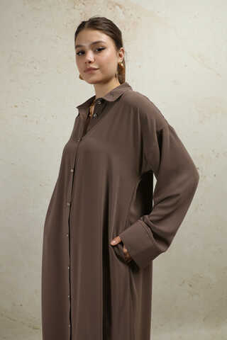 Duble Kol Salaş Gömlek Kahverengi - 8